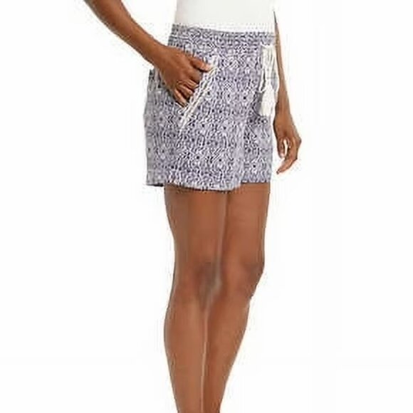 Briggs New York | Women's High Waist Linen Blend Navy and White Shorts | Size XL - Picture 5 of 9